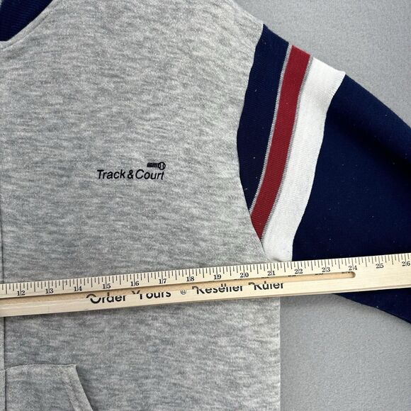 70s USA Track & Court Gray Tennis Zip Up Jacket SOFT Unisex L VTG Gym Retro Prep - Picture 6 of 9